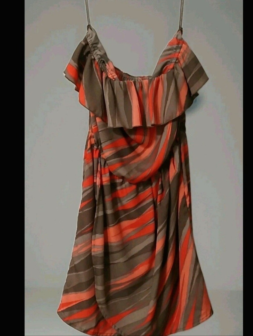 GAP Brown and Orange Striped Ruffle Midi Dress Size Small